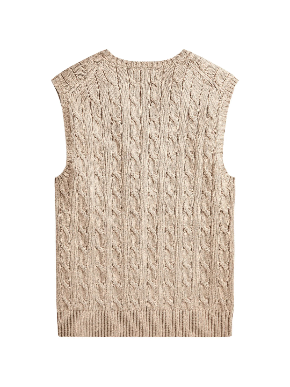 Cable-Knit Cotton Sweater Vest - Beige