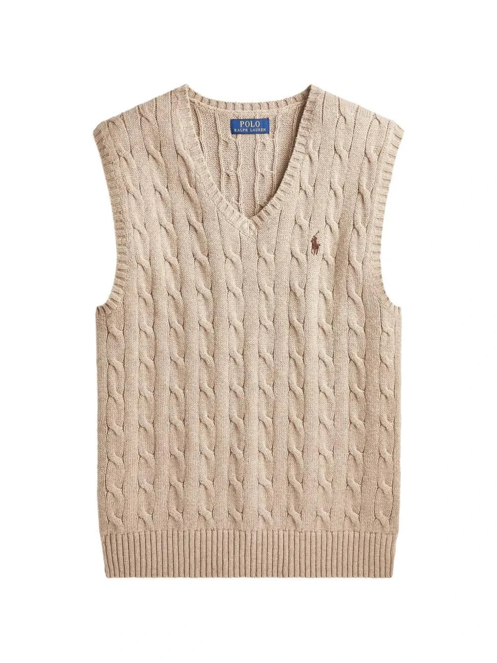 Cable-Knit Cotton Sweater Vest - Beige