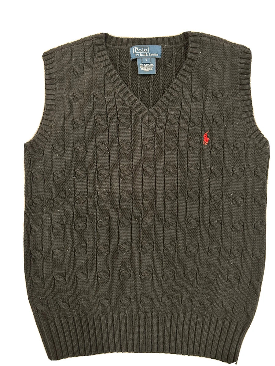 Cable-Knit Cotton Sweater Vest - Grey