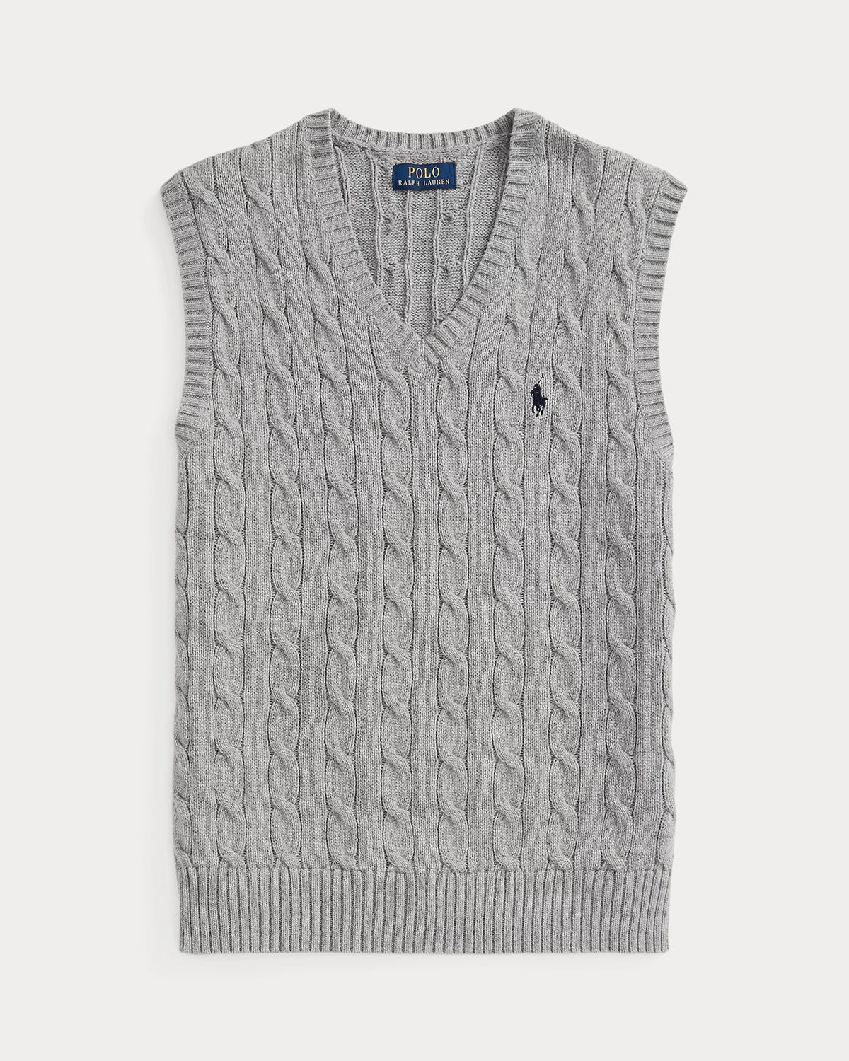 Cable-Knit Cotton Sweater Vest - Grey Heather