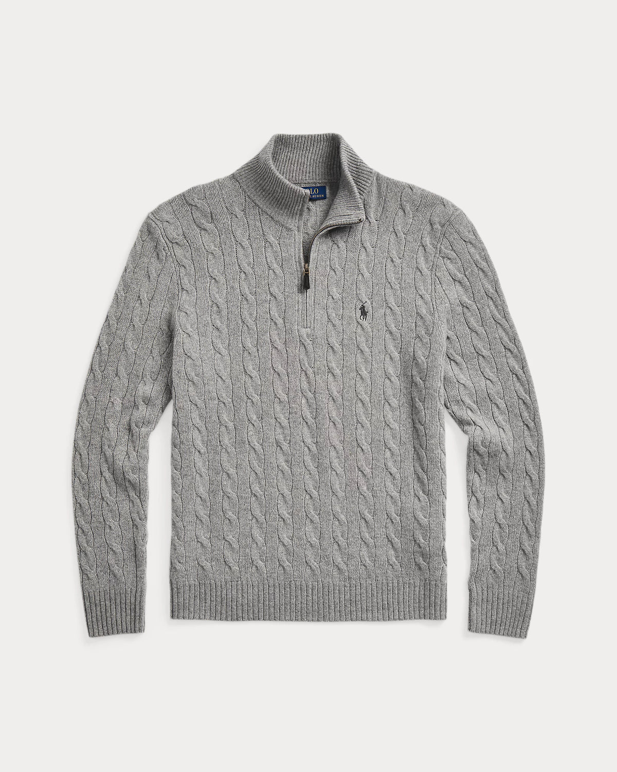 Cable-Knit Quarter-Zip Jumper - Grey Heather