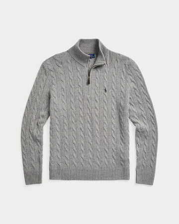 Cable-Knit Quarter-Zip Jumper - Grey Heather
