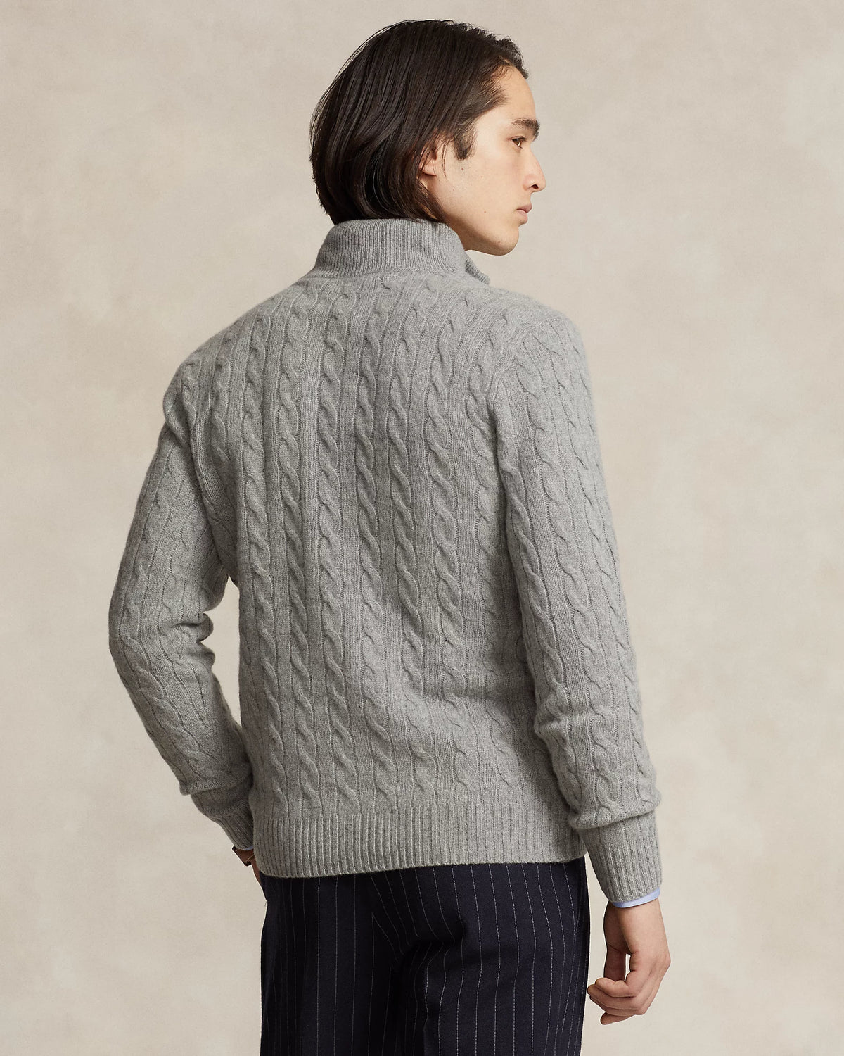 Cable-Knit Quarter-Zip Jumper - Grey Heather