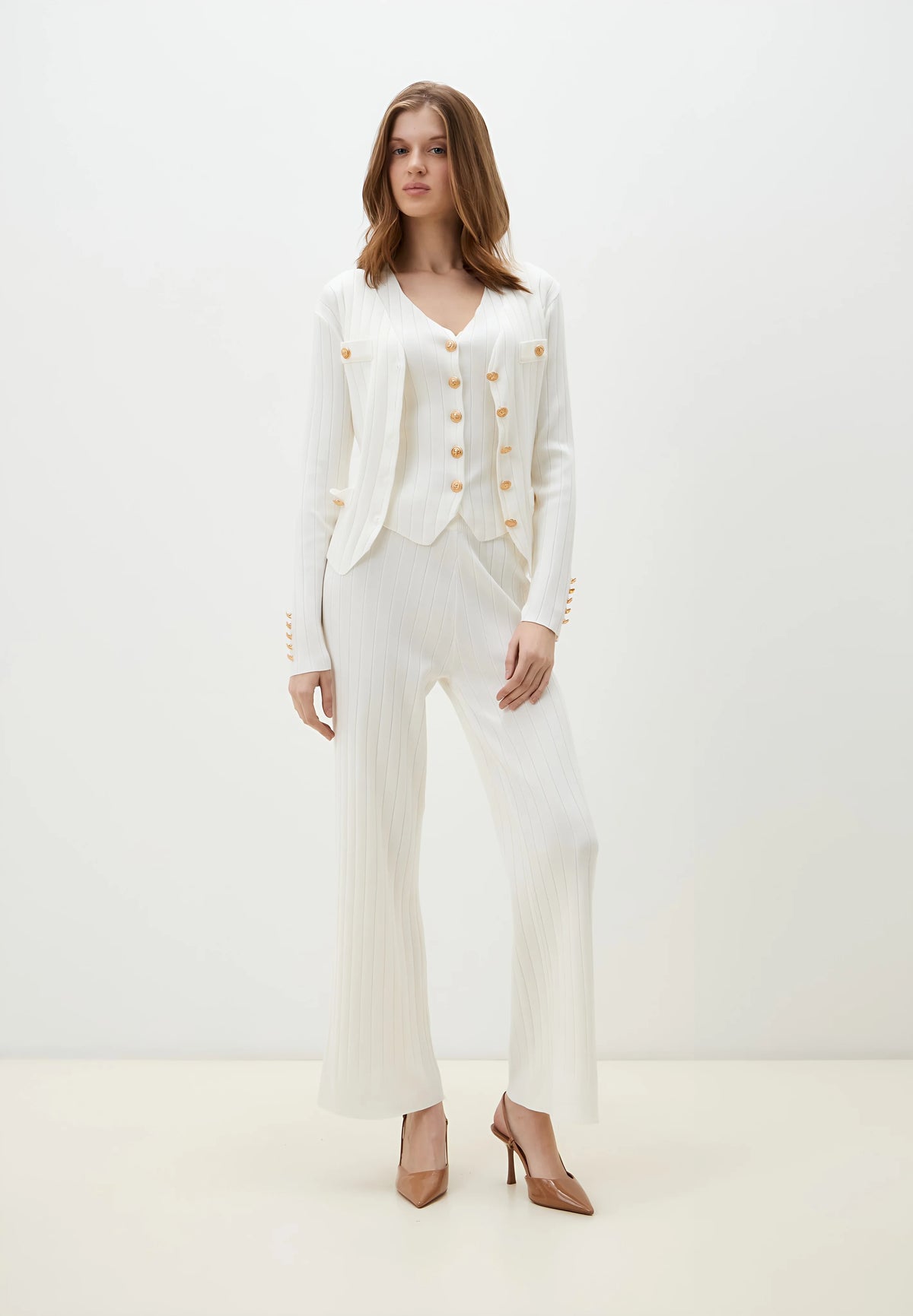 Premium Luxury Knitted Suit For Ladies - White
