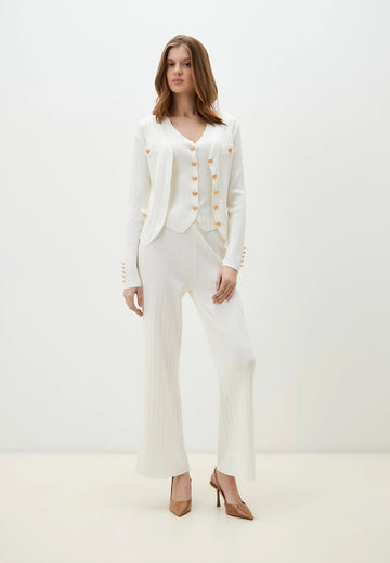 Premium Luxury Knitted Suit For Ladies - White