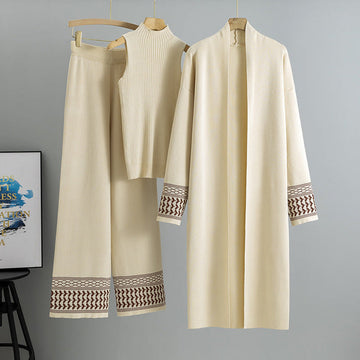 Modest 3-piece knit set - Ivory
