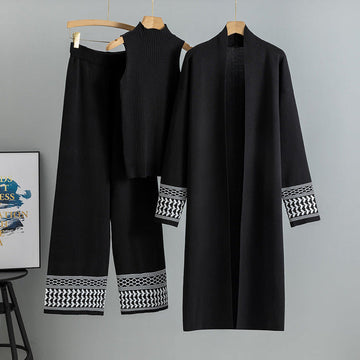 Modest 3-piece knit set - Black