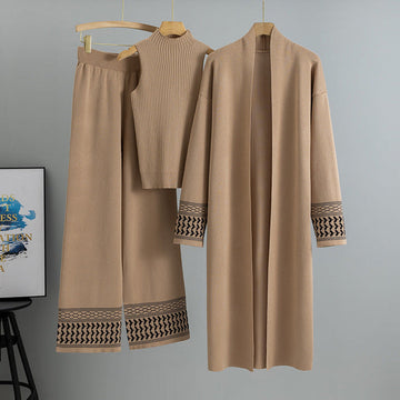Modest 3-piece knit set - Beige