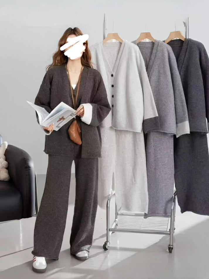 Winter Warmth Soft Knit Two-Piece - Grey