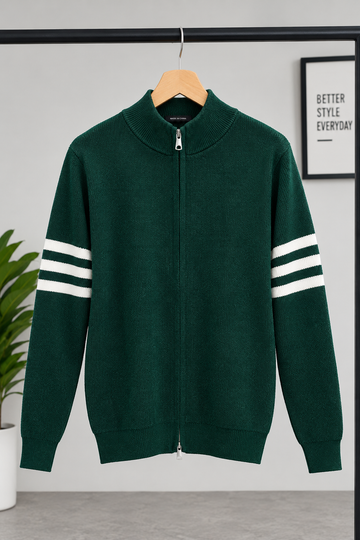 Triple Stripes Knitted Sweater - Green