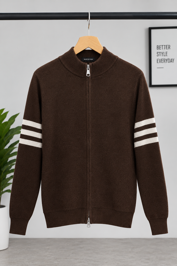 Triple Stripes Knitted Sweater - Brown