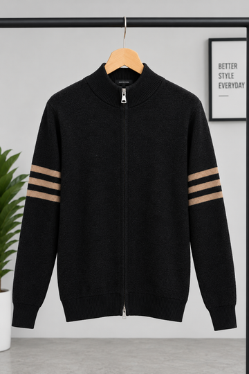 Triple Stripes Knitted Sweater - Black