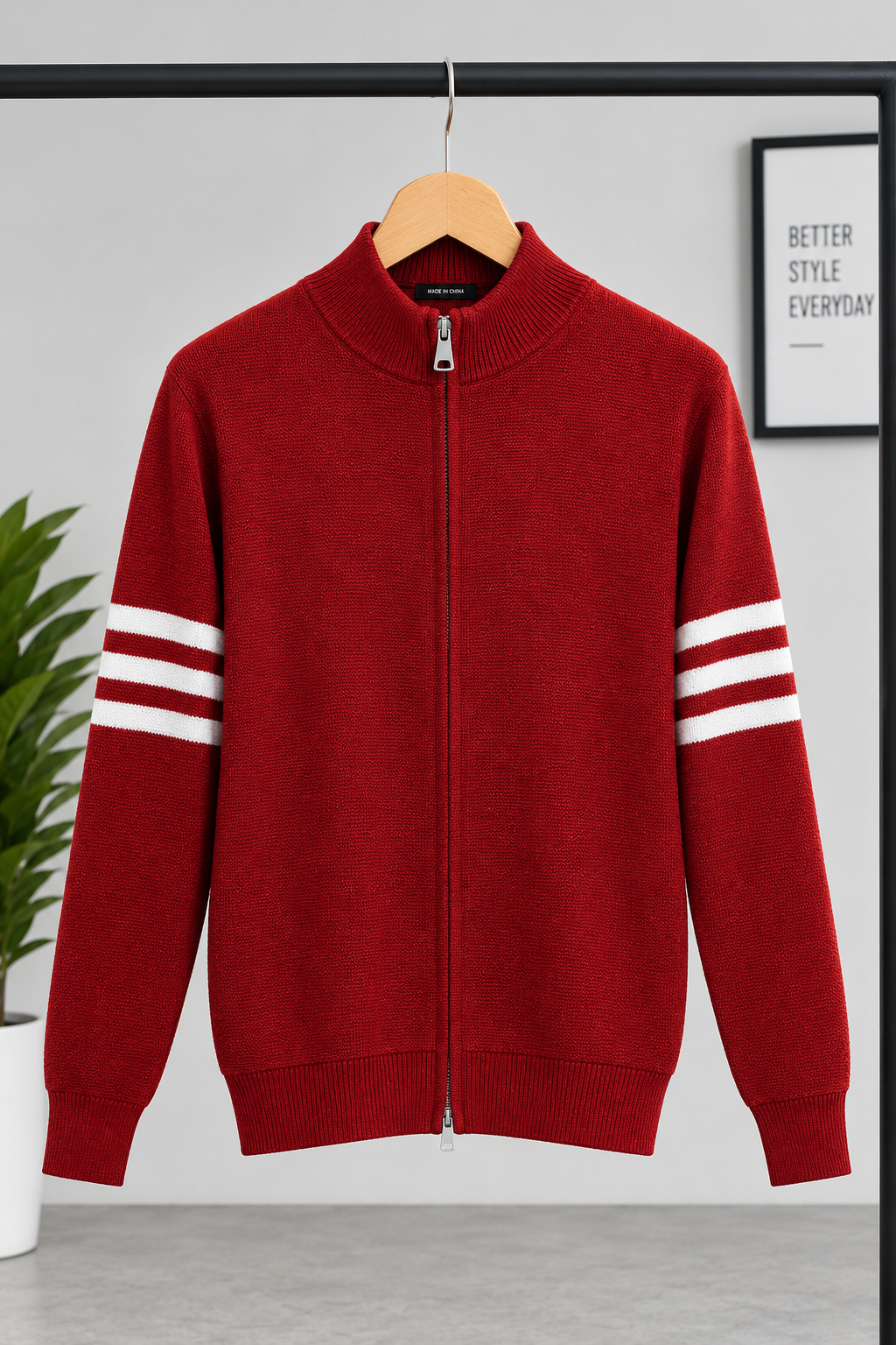Triple Stripes Knitted Sweater - Red