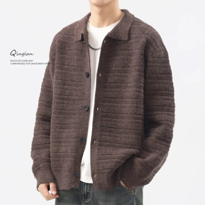 Loose Knit Collar Sweater - Brown