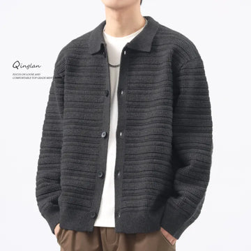 Loose Knit Collar Sweater - Grey
