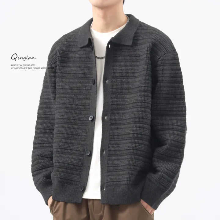 Loose Knit Collar Sweater - Grey