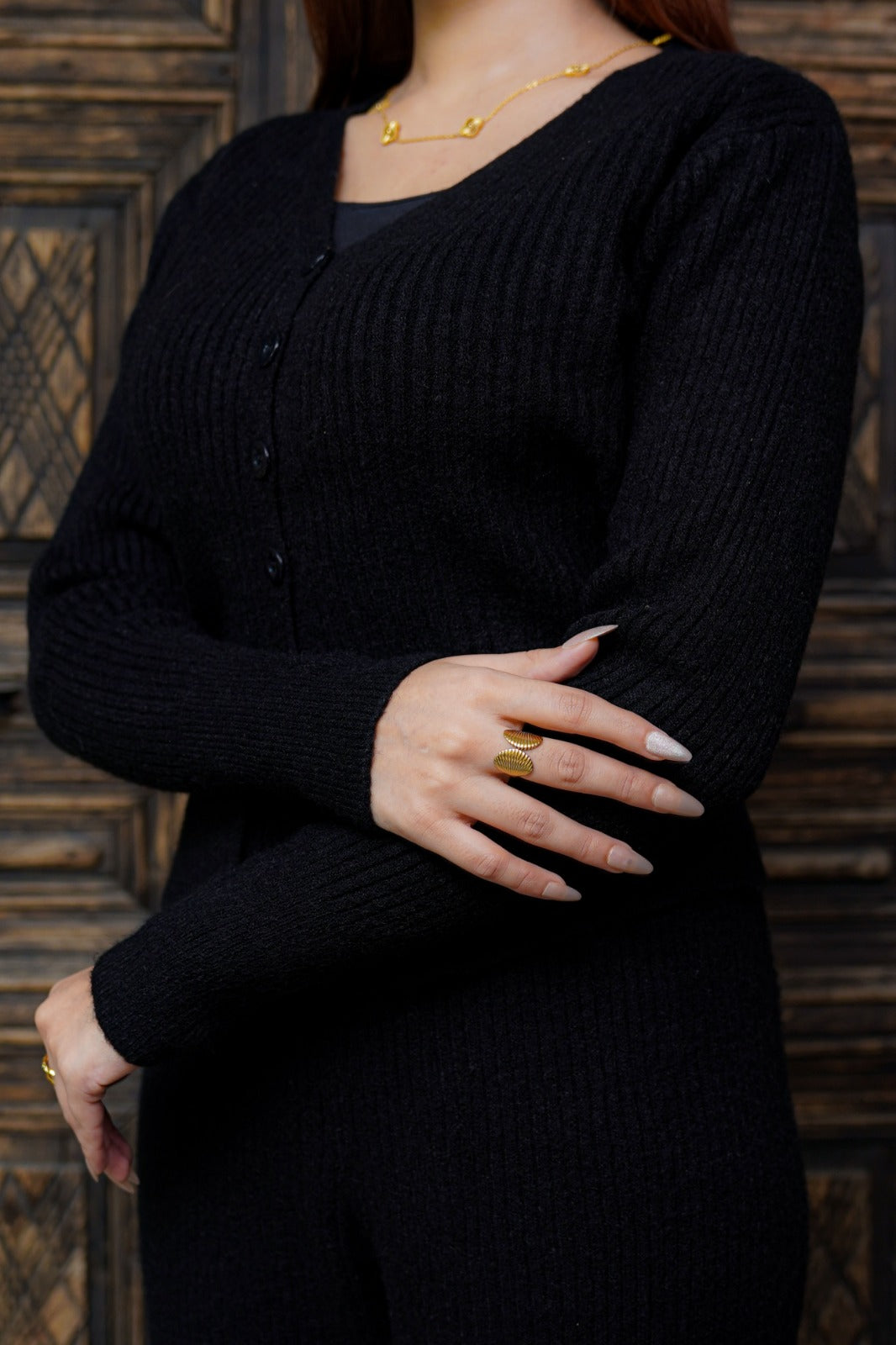 Premium Luxury Knitted Suit For Ladies - Black