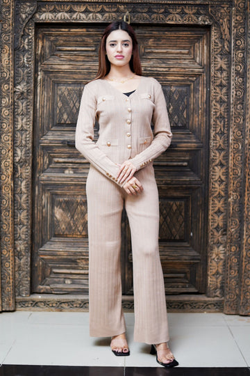 Premium Luxury Knitted Suit For Ladies - Beige