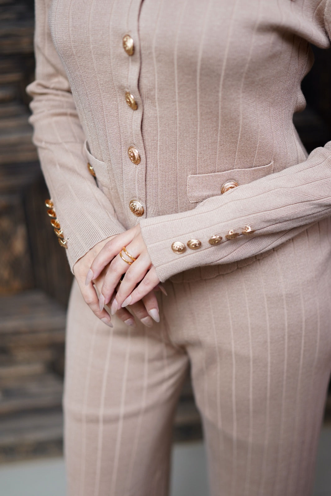 Premium Luxury Knitted Suit For Ladies - Beige