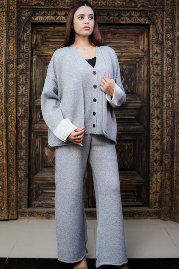 Winter Warmth Soft Knit Two-Piece - Light Grey