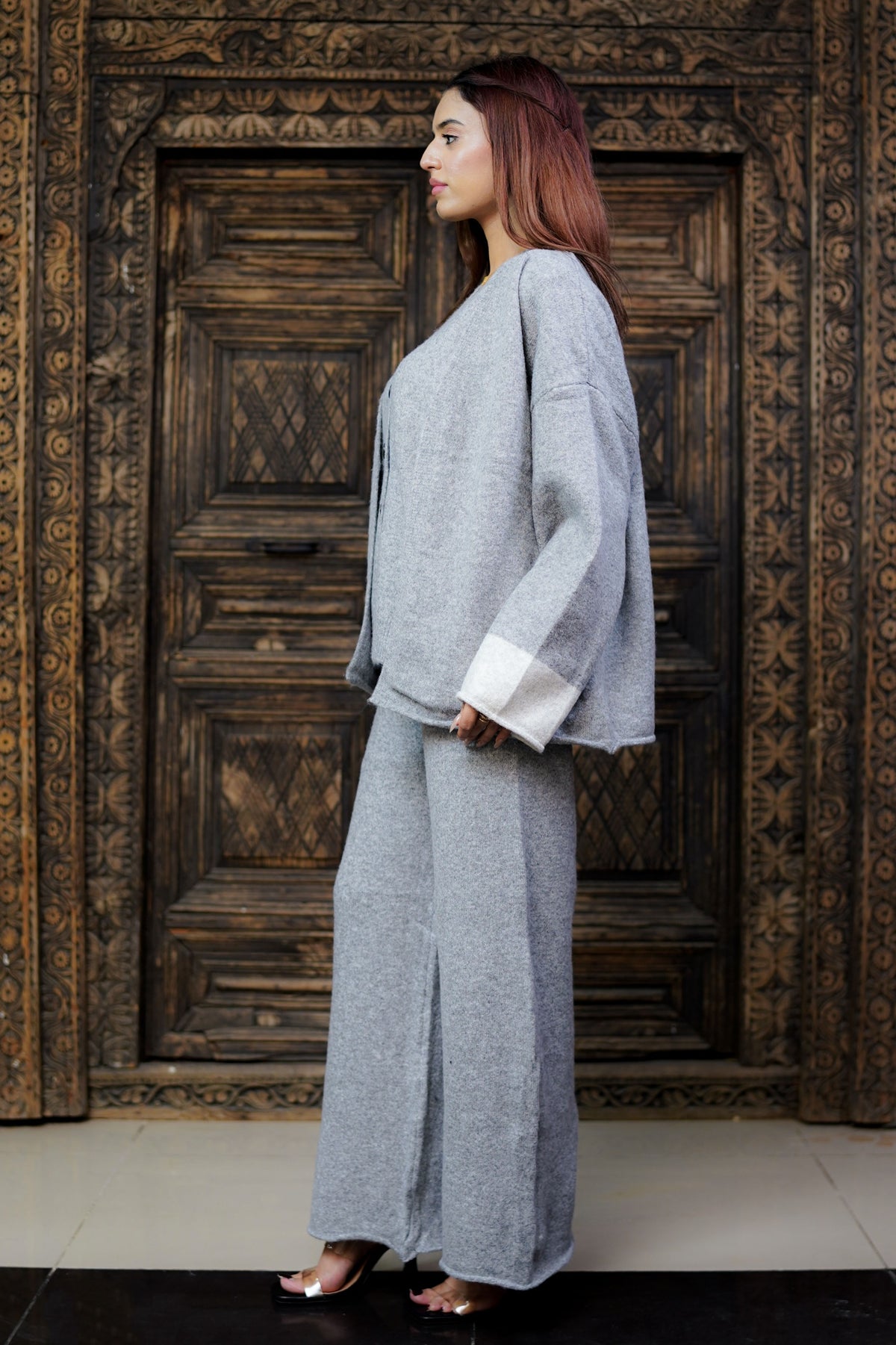 Winter Warmth Soft Knit Two-Piece - Light Grey