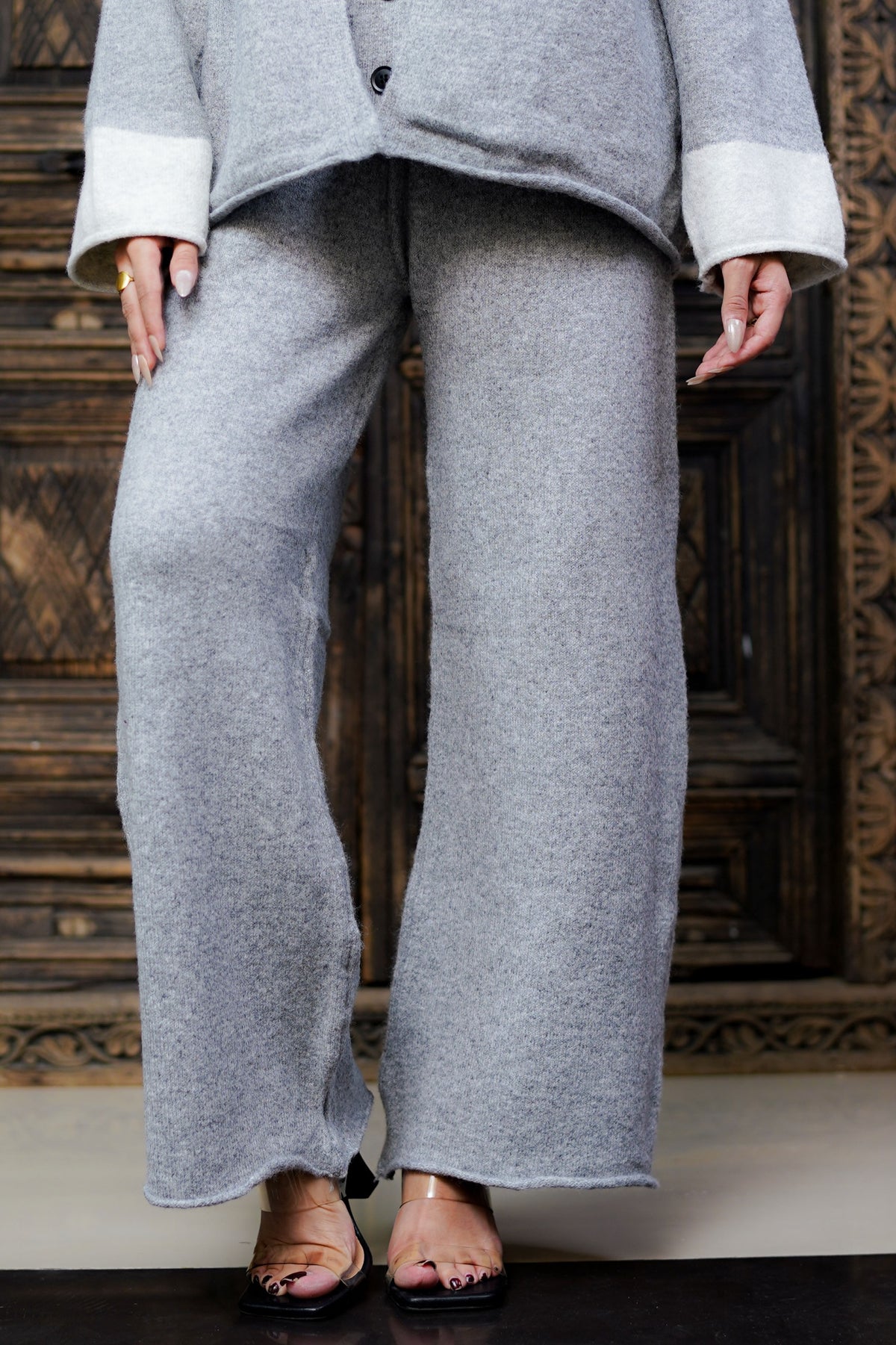 Winter Warmth Soft Knit Two-Piece - Light Grey