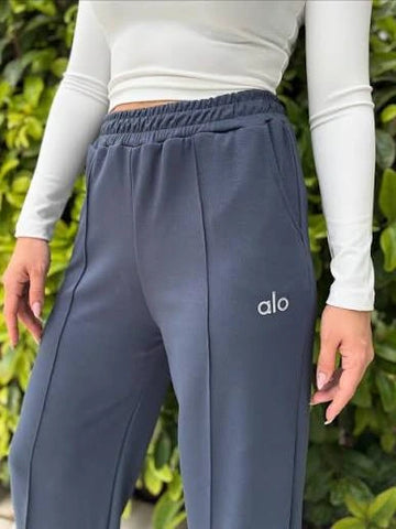 ALO Unisex Street Casual Wide Leg Sports Pants - Grey